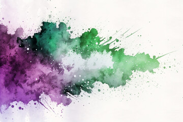 Fototapeta na wymiar Watercolor purple, green and white background. Women's Day concept. AI generated image