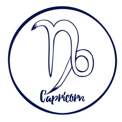 Hand drawn Zodiak signs. White Capricorn zodiac icons on a white background. Astrological symbols of the zodiac. 