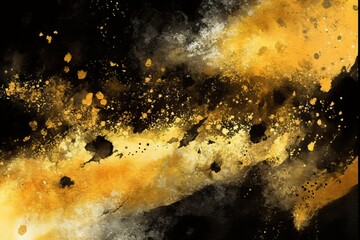 A black and gold wallpaper with a black background and gold paint