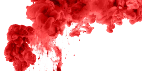 Zelfklevend Fotobehang Png red color smoke blot on transparent Abstract background. © Liliia