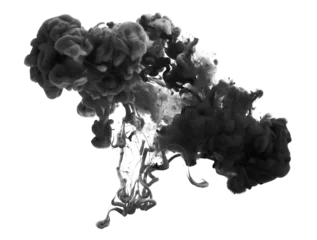Zelfklevend Fotobehang Png black color smoke blot with drops on transparent Abstract background. © Liliia