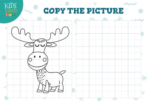 Copy picture vector illustration. Coloring game for preschool and school kids