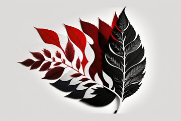 Fototapeta premium Artwork made from a collection of leaves. Generative AI