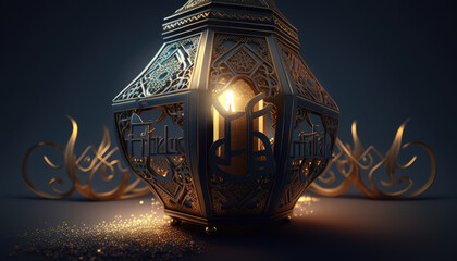 Fototapeta na wymiar happy Ramadan Mubarak 3D Wallpaper