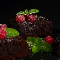 dessert brownie chocolate mint raspberry