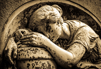 beautiful old ornament at a cemetery