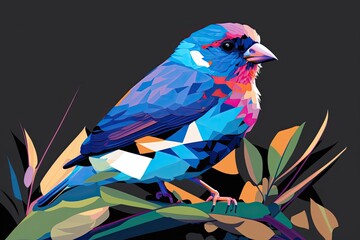 Kediri, Indonesia, 22 February, 2020 a WPAP style illustration of a finch bird. Generative AI