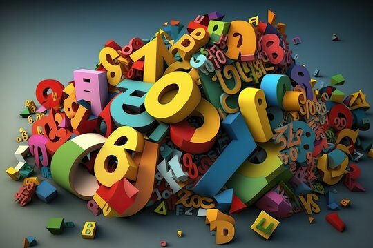 Pile of colorful signs, concept of Counting and Arithmetic, created with Generative AI technology