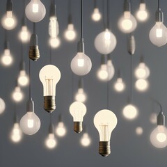 Light Bulbs, Minimal Idea Concept - generative ai