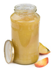 Portion of Applesauce on transparent background (selective focus; close-up shot)