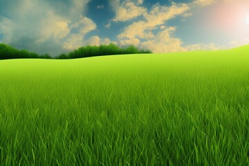 Fototapeta premium Perfect field of spring grass - generative ai