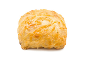 Freshly baked cheese bun isolated on white background.	
