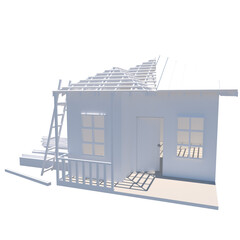 plain 3d mini house design without background