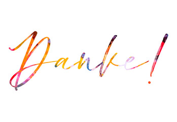 Danke Modern calligraphy. Hand drawn lettering danke isolated on the white background. Danke vector illustration. Sticker for social media content, cards, invitation,