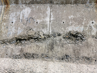 Textures. Cement wall wear on the edge of the sea. Art made by nature. Wear, algae, molluscs, lichens, wind and rain also make art.