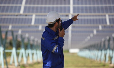 engineer working at solar farm