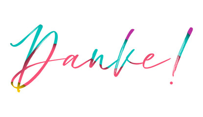 Danke Modern calligraphy. Hand drawn lettering danke isolated on the white background. Danke vector illustration. Sticker for social media content, cards, invitation,
