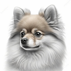 Obraz premium Realistic german spitz on a white background, generative AI
