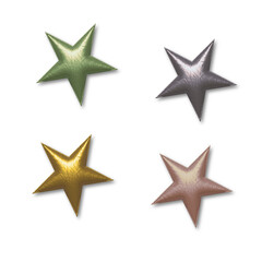 Obraz premium illustrazione con stelle in materiale sintetico di aspetto metallico gonfiato su sfondo trasparente