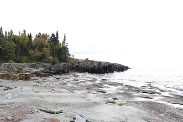 Autumn Day in in Two Harbors, Minnesota on the Lake Superior Harbor Near Lighthouse