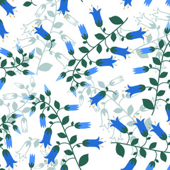 seamless pattern with cute blue bells