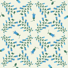 seamless pattern with cute blue bells