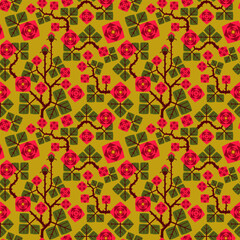 Fototapeta na wymiar seamless pattern background bright roses