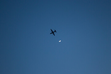 airplane and moon
