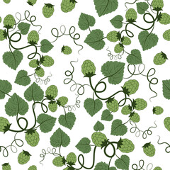 seamless pattern with bright green hops