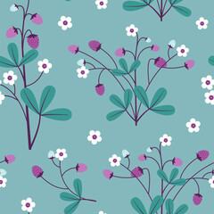 seamless pattern with spring strawberries