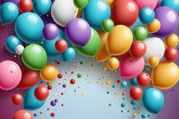 Fototapeta na wymiar Colorful birthday background with balloons. Generative AI Illustrations