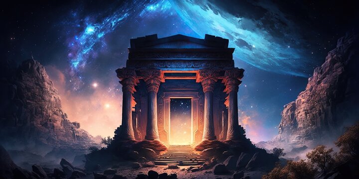 landscape ancient temple, generative ai, generative, ai