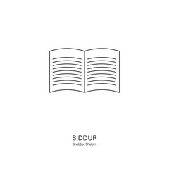 Siddur icon in black on white background. Jewish prayer book containing a set order of daily prayers. Line style vector. Can be used for logo, banner, flyer, sticker, poster, greeting card, decoration