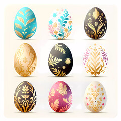 Easter eggs. Easter set. Happy easter design elements isolated on white background. Generative AI