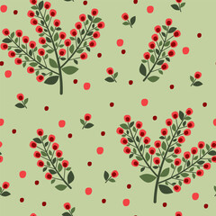 seamless pattern with red berries
