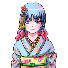 anime girl with yukata