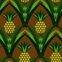 Fototapeta premium seamless pattern symmetrical background with pineapples