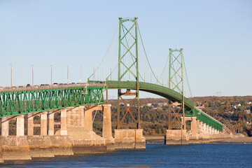 Ile D'Orleans bridge as seen from the north shore of the Saint Lawrence River.