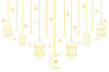 ramadan lantern eid line art crescent moon andstars