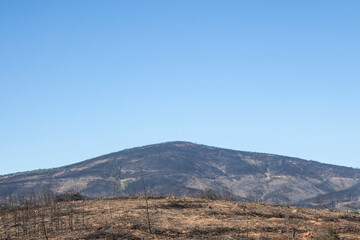 Bare and fire-scorched hills by fire