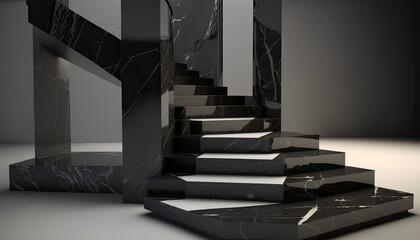 Modern interior, marble stairs, staircase