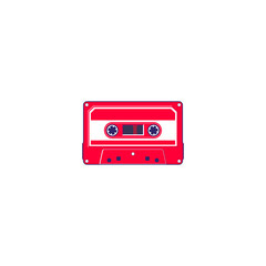 Fototapeta premium Vector illustration of a cassette tape in purple and red