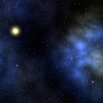 Outer space, Universe. Celestial asteroids, satellites, planets and stars. Gravitational astronomical star clusters, nebulae and galaxies. Interstellar gas, dust, electromagnetic fields, dark matter.