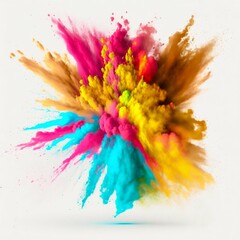 Fototapeta na wymiar Multicolored explosion of rainbow holi powder paint. Generative AI