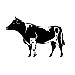Fototapeta na wymiar Silhouette of a black and white cow vector logo
