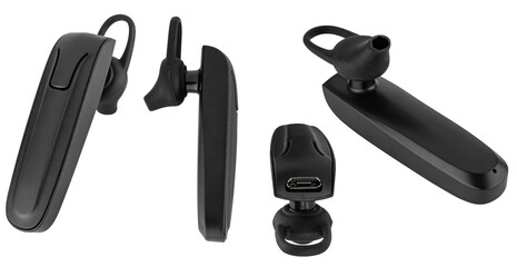 bluetooth headset, accessory for the phone, on a white background in isolation