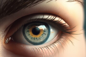 Female eye close up. Generative AI