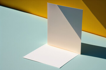 Obraz premium Blank white paper on a bright background. Sunlight and shadows. Generative ai