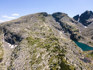Aerial view of Rila Mountain near The Scary Lake, Bulgaria