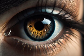 Naklejka premium Female eye close up. Generative AI